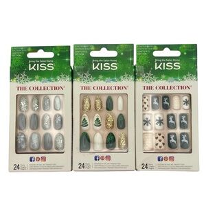 KISS Glue-On Christmas Nails - Lot of 3